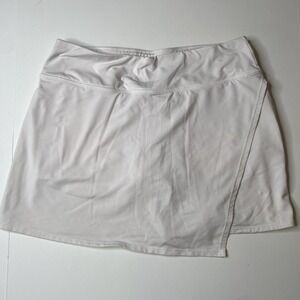 Athleta Crosscourt High Rise 14" White Skort Size Large Tennis Pockets Shorts